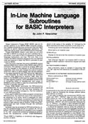In-Line Machine Language Subroutines for BASIC Interpreters
